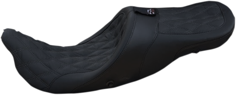 Airhawk Longhaul 2-Up Seat With Driver's Backrest Capability - Longhaul 2Up Seat - Air - w/ Driver Backrest Capability - Double Diamond w/ Gray Stitch - FL '08-'23 [0801-1148] - Image 2
