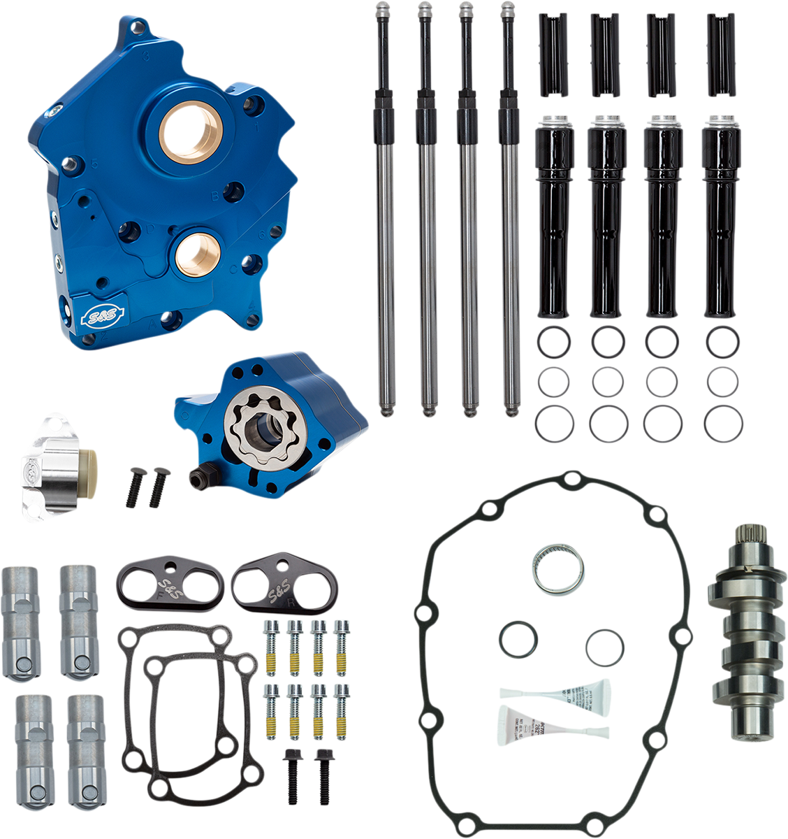 Cam Chest Kit for M8 - Cam Chest Kit with Plate - Chain Drive - Oil Cooled - 465 Cam - Black Pushrods - M8 [0925-1359]