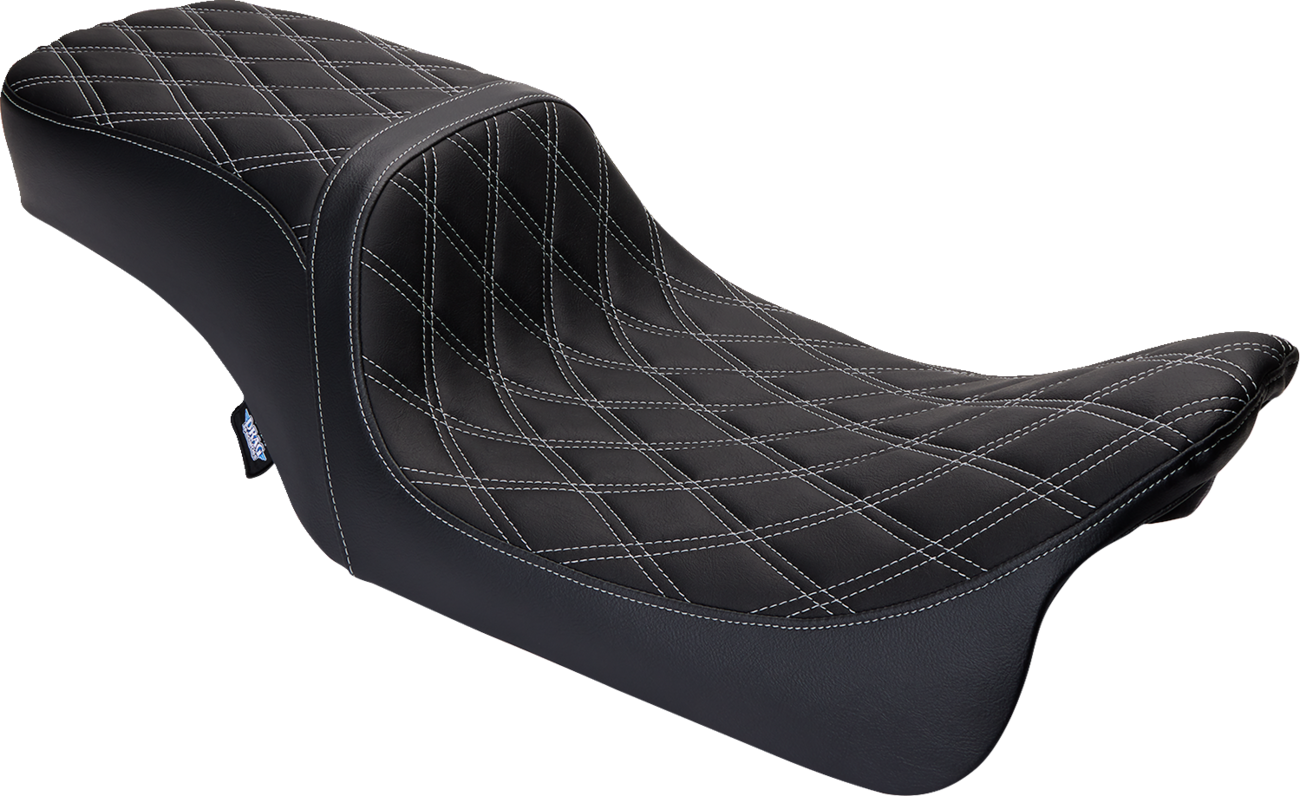 Performance Predator 2-Up Seat - Predator 2-Up Seat - Vinyl - Double Diamond Silver Stitch - w/o Backrest - FL '08-'23 [0801-1492]