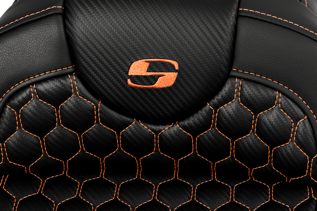 Honeycomb Roadsofa™ Seat - RoadSofa™ Seat - Honeycomb - Orange Stitch - without Backrest - FLH/FLT '08-'23 [0801-1641] - Image 2