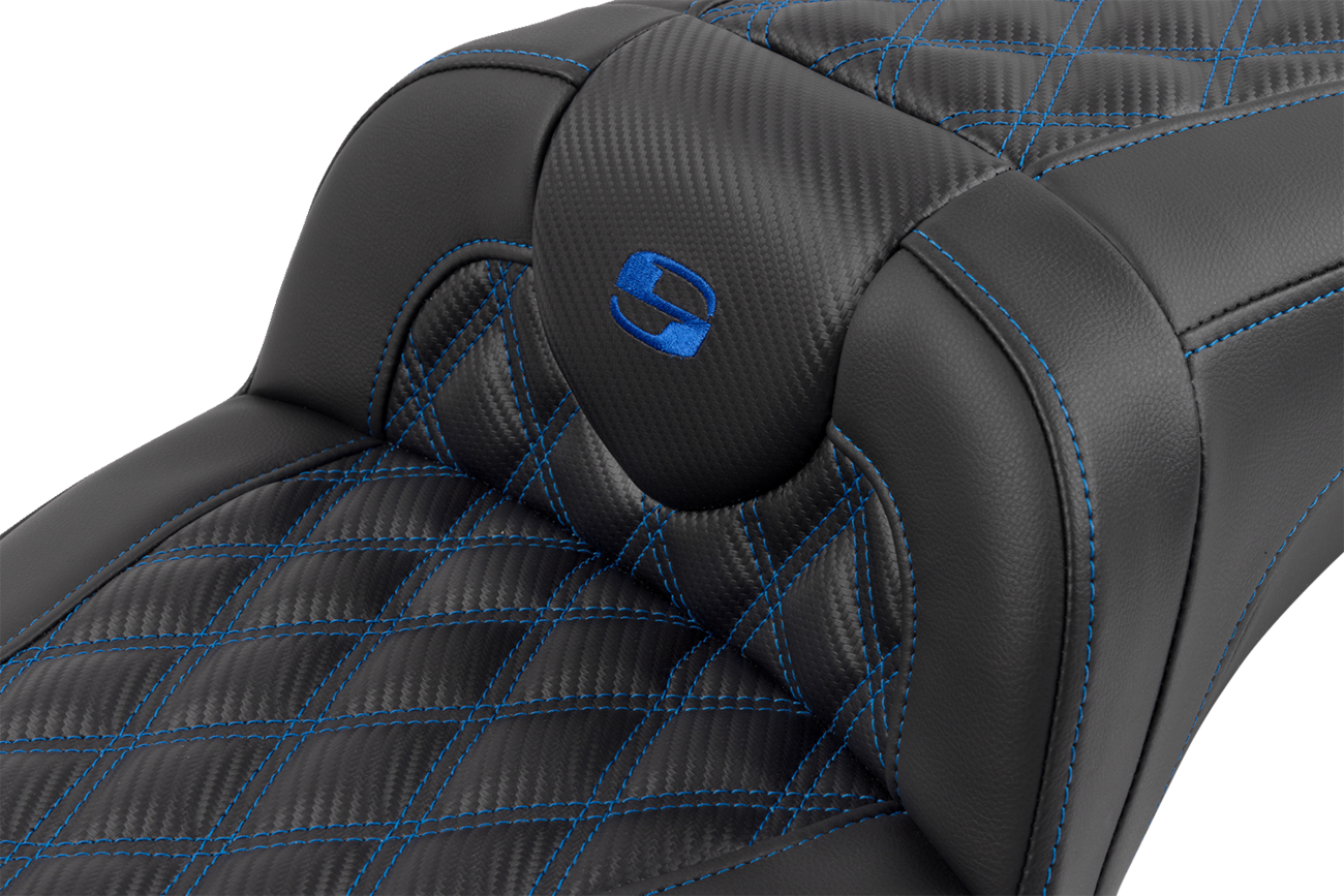 Roadsofa™ Extended Reach Seat - with Backrest - Lattice Stitch - Blue Stitch - FLTR/FLHX '23-'24 [0801-1802] - Image 5