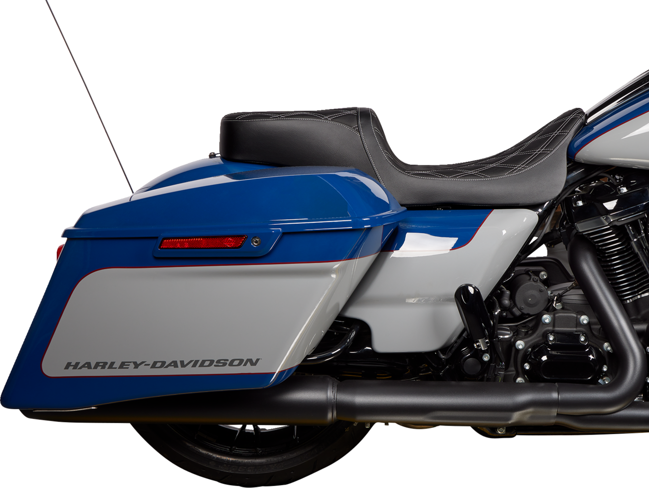 Performance Predator 2-Up Seat - Predator 2-Up Seat - Vinyl - Double Diamond Silver Stitch - w/o Backrest - FL '08-'23 [0801-1492] - Image 3