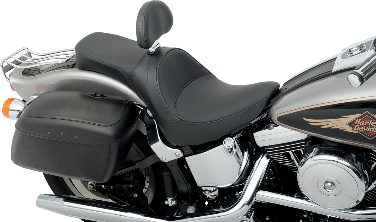 One-Piece Solo-Style Leather Seat - One Piece Smooth Seat - Driver Backrest - FLST/FXST '84-'99 [0802-0729] - Image 4