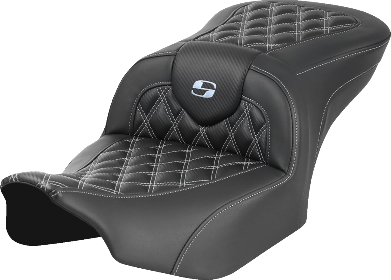 Roadsofa™ Carbon Fiber Seat - RoadSofa™ Carbon Fiber Seat - w/o Backrest - Lattice Stitch - Silver Stitch - FL/FX '23-'24 [0801-1784]