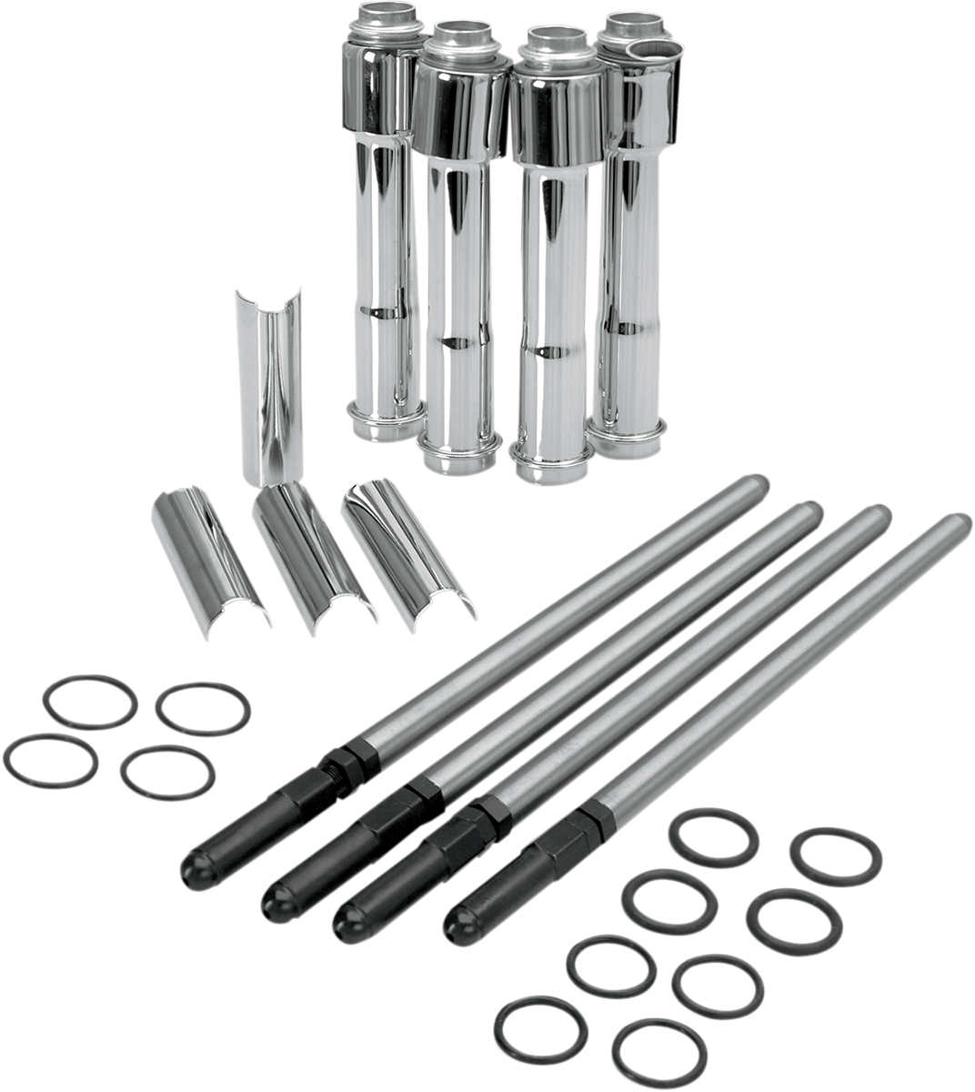 Adjustable Pushrod Cover Kit with Chrome Covers - Adjustable Pushrod Kit - Chrome Covers - XL '91-'22 [0928-0037]