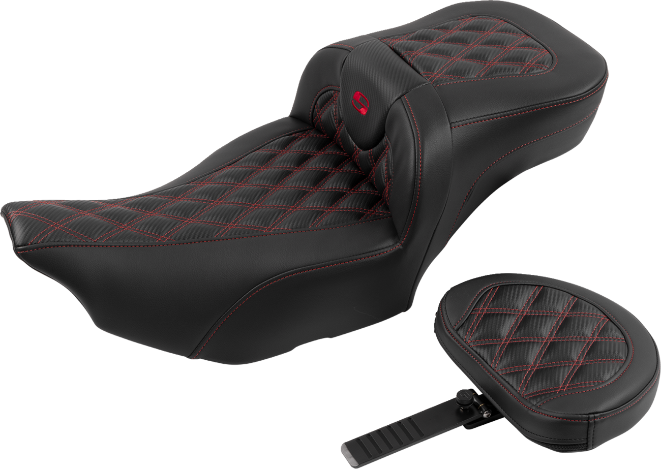 Roadsofa™ Extended Reach Seat - with Backrest - Lattice Stitch - Red Stitch - FLTR/FLHX '23-'24 [0801-1805] - Image 2