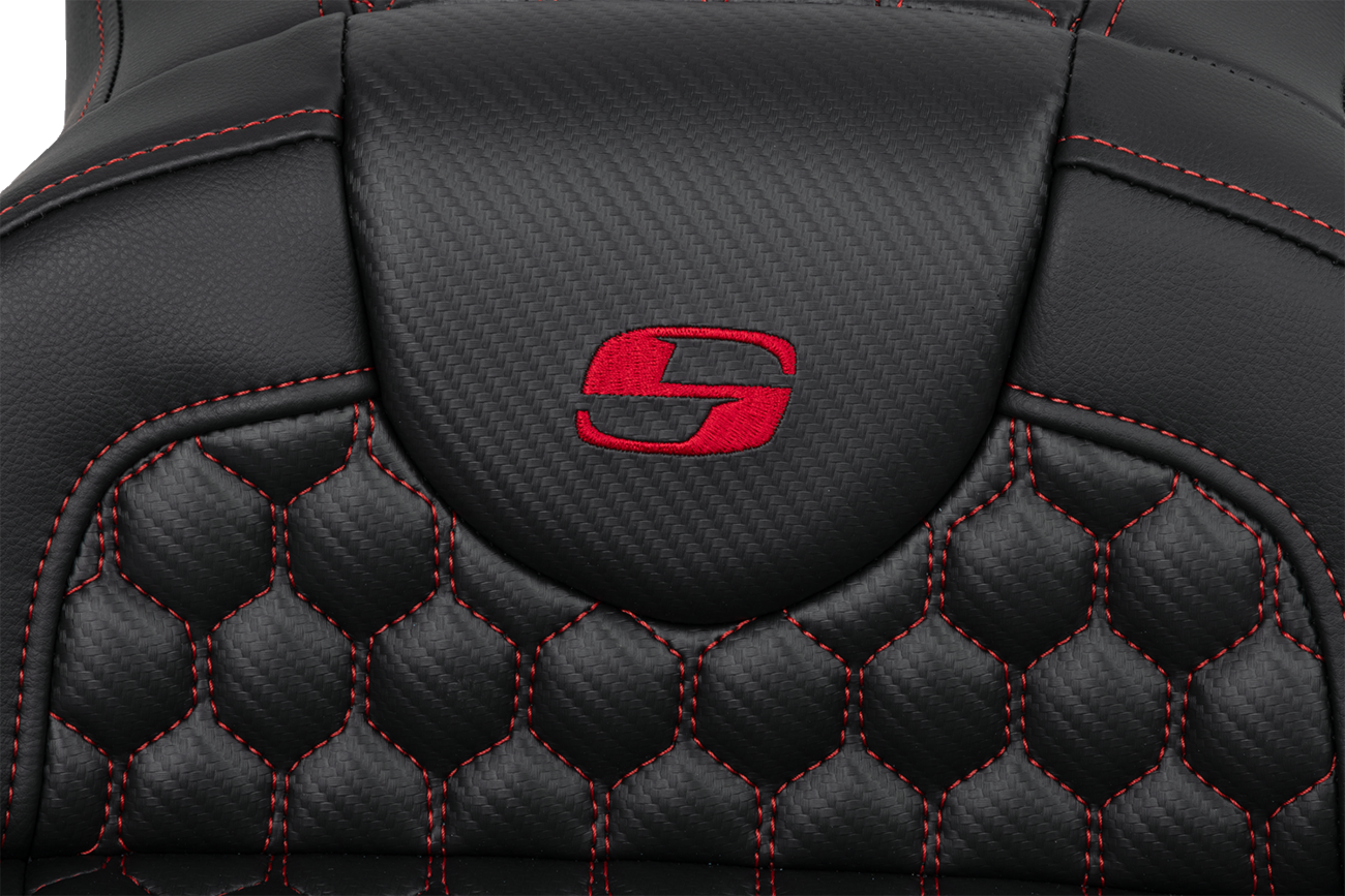 Honeycomb Roadsofa™ Seat - RoadSofa™ Seat - Honeycomb - Red Stitch - Extended Reach - without Backrest - FLH/FLT '08-'24 [0801-1647] - Image 3