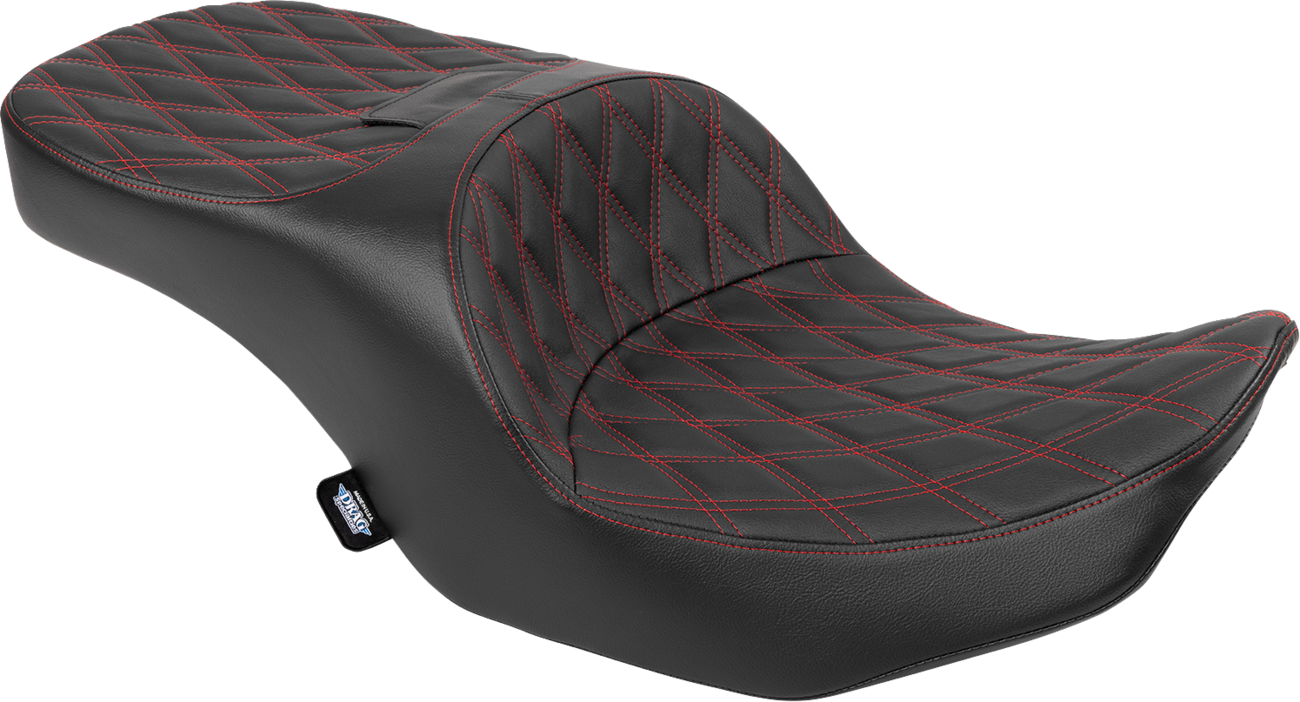 Freedom Touring Seat - Forward Position Freedom Seat - Vinyl - Red Double Diamond Stitch - FLH/FLT '23-'25 [0801-2170]
