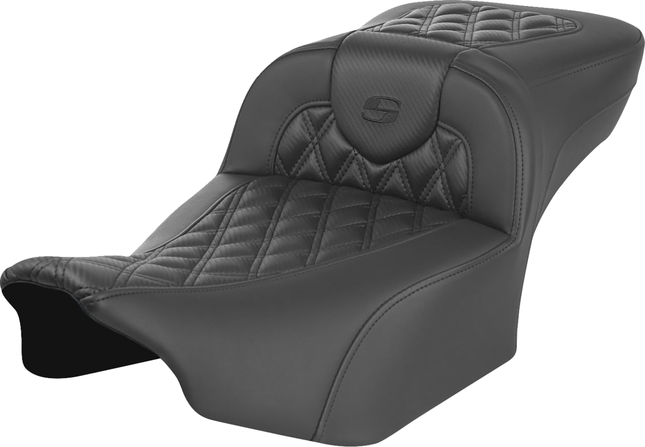 Roadsofa™ Extended Reach Seat - without Backrest - Carbon Fiber - Lattice Stitch - FLTR/FLHX '23-'24 [0801-1793]