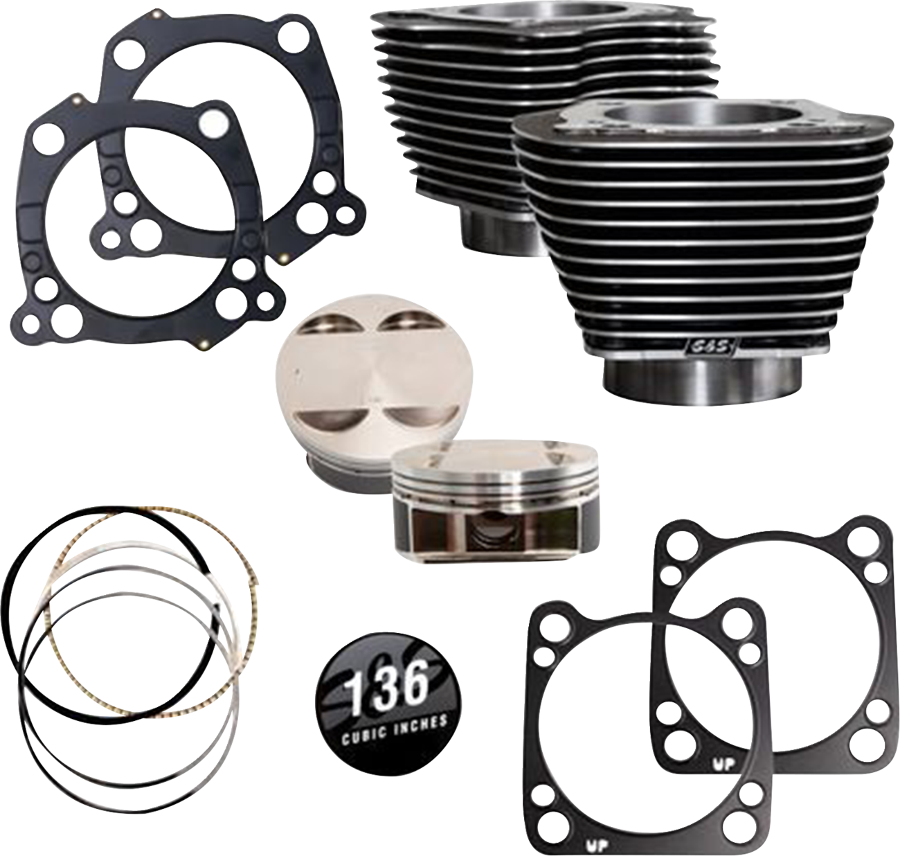 Big Bore Cylinder Kit - 136" Cylinder Kit - 4.625" Stroke - Black Granite w/Highlighted Fins - M8 [0931-1203]