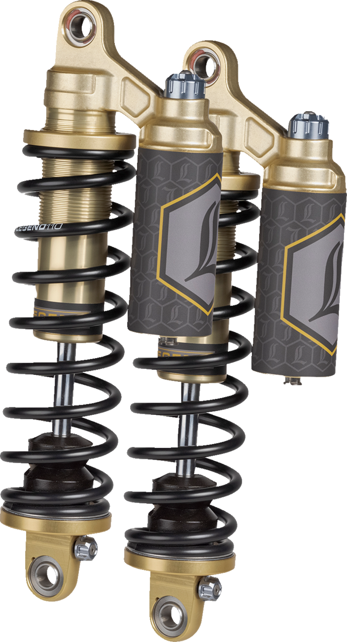 Legend REVO ARC Piggyback Coil Suspension for FXD Models - REVO ARC Piggyback Shocks - 14" - Heavy Duty - Gold - '99-'17 Dyna [1310-1917]