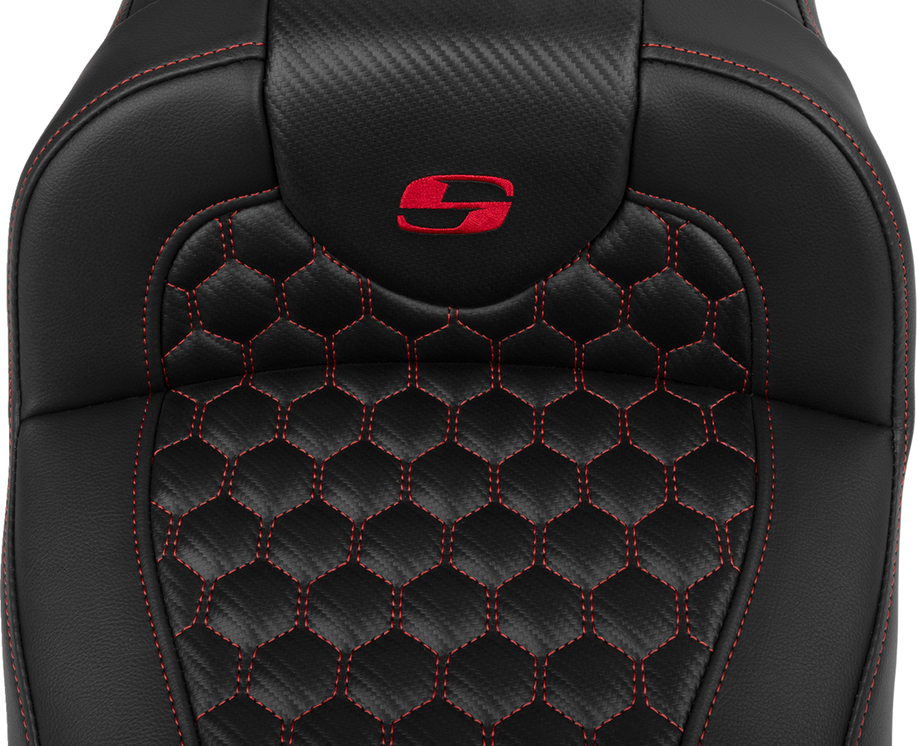 Roadsofa™ Extended Reach Seat - with Backrest - Honeycomb - Red Stitch - FLTR/FLHX '23-'24 [0801-1766] - Image 5