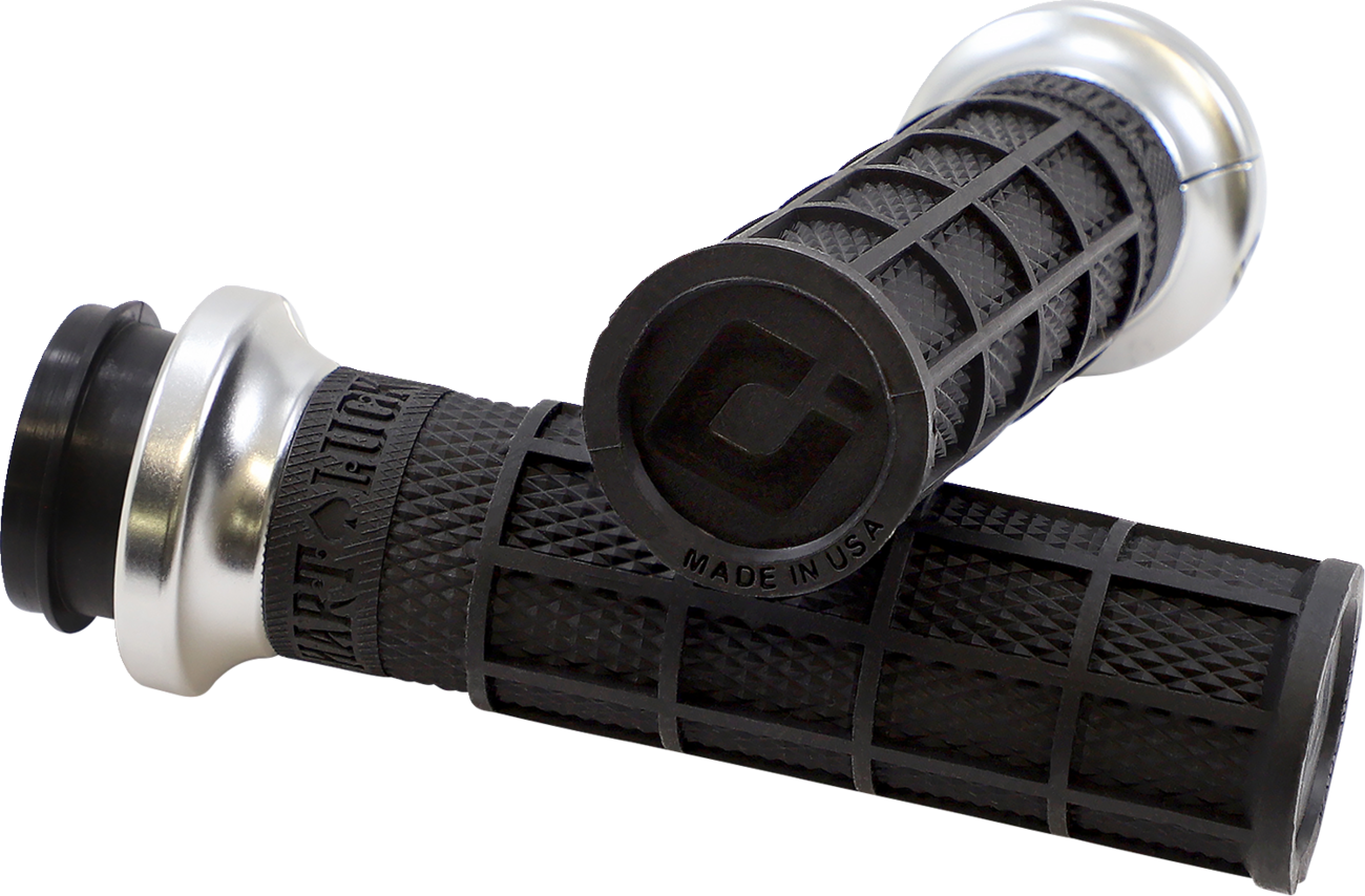 Hart-Luck Signature V-Twin Lock-On™ Grips - TBW - Black/Silver [0630-2865]