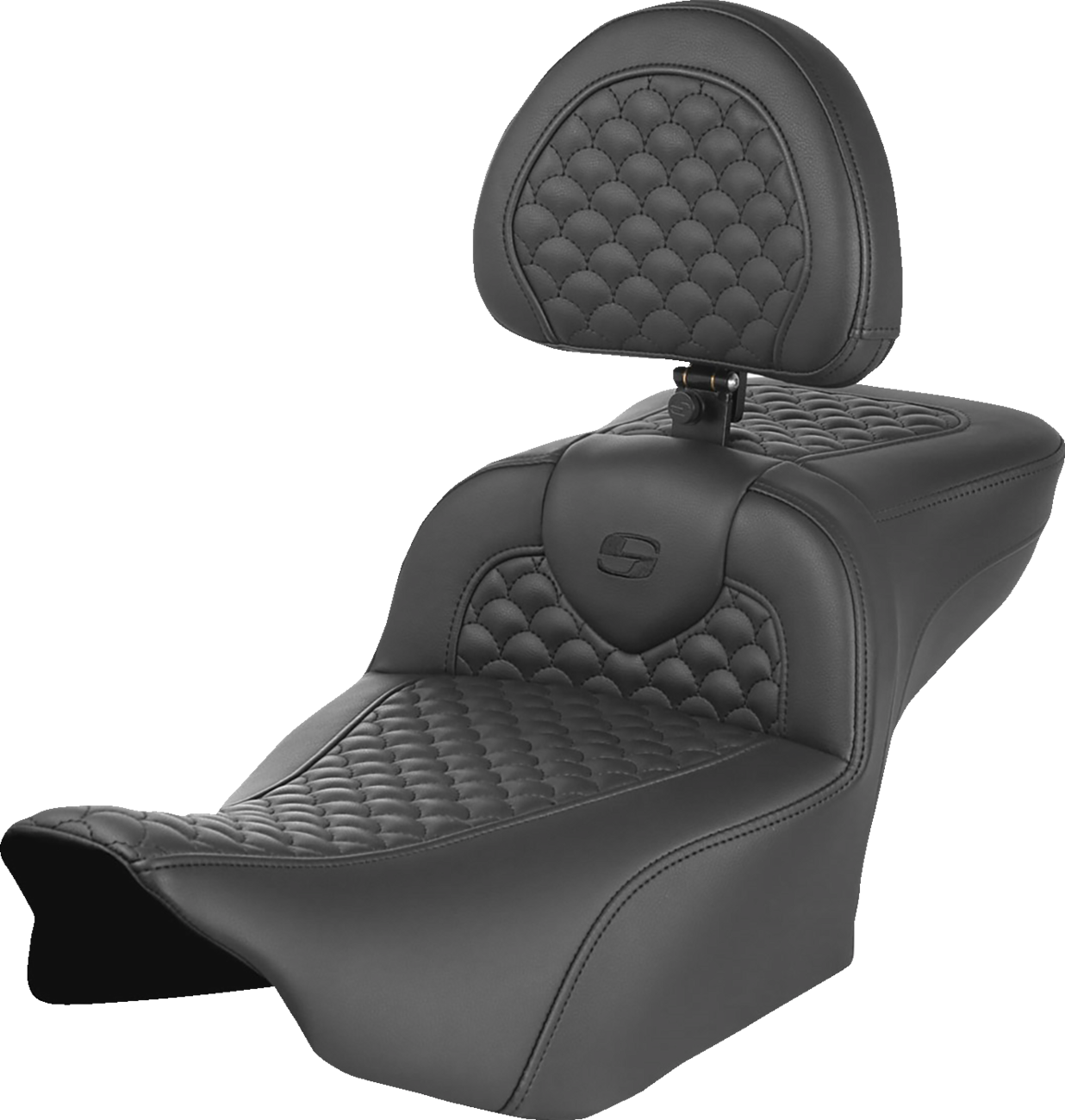 Dragon Scale Stitch RoadSofa™ Seat - Roadsofa™ Seat - Dragon Scale Stitch - w/ Backrest - Extended Reach - FLTR/FLHX '23-'25 [0801-1939]