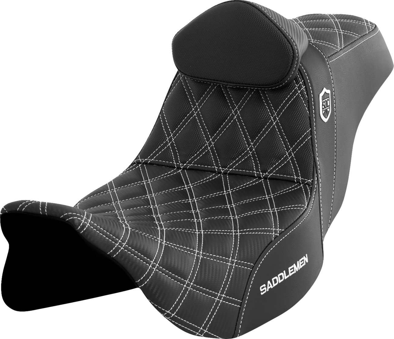 Pro Series SDC Performance Grip Seat - Pro Series SDC Performance Seat - w/ Backrest - White Stitch - FLH/FLT '08-'23 [0801-1667]