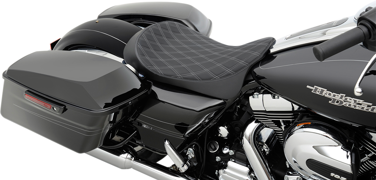 EZ-ON Mount Low-Profile Solo Seat - Low Solo Seat - Double Diamond - Silver Stitch - FL '08-'23 [0801-1153] - Image 3