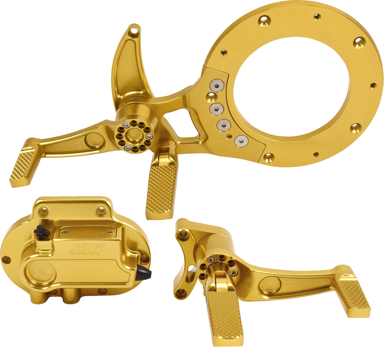 Mid Controls - Mid Control Conversion Kit - Gold - Knurled Pegs - FLH/FLT [1623-0593]
