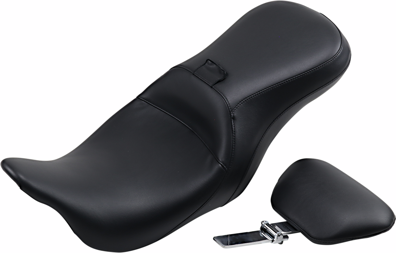 Outcast Seat - 2-Up - With Backrest - Smooth - Black - FL '08-'23 [0801-1229]