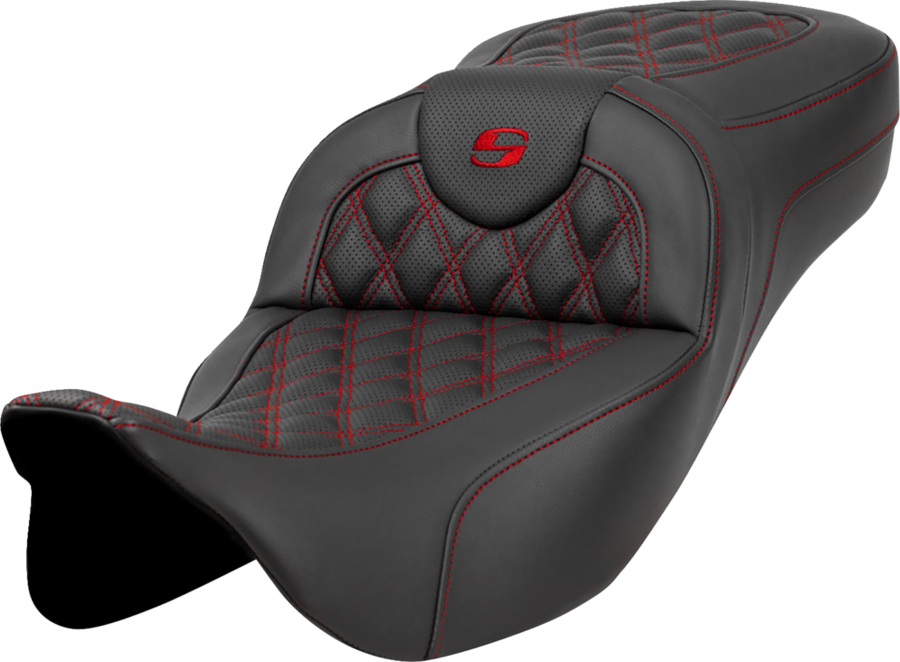 Extended Reach RoadSofa™ Seat - Extended Reach Roadsofa™ Seat - Lattice Stitch - Red Stitch - without Backrest - FL '08-'24 [0801-1588]