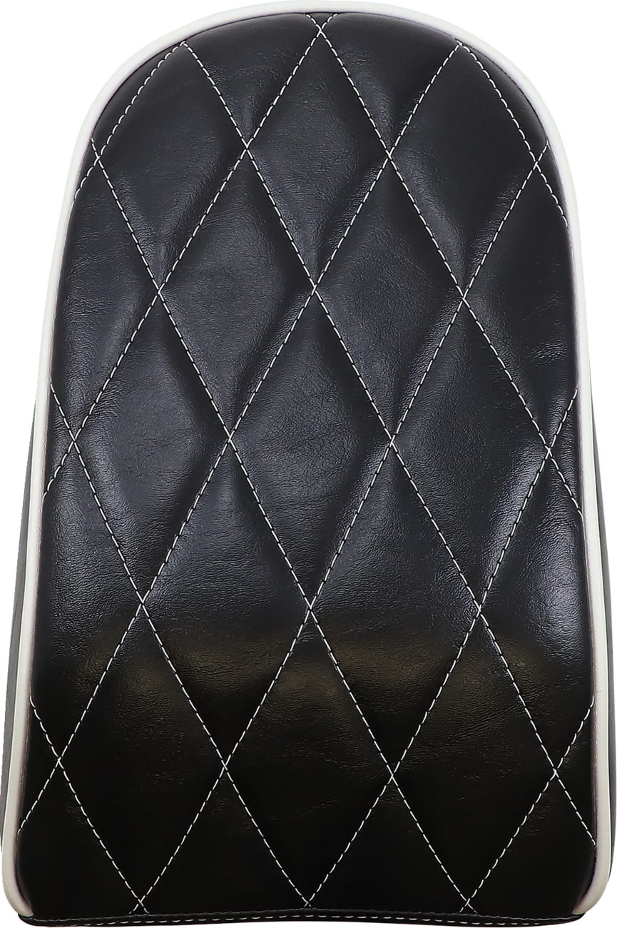 Bare Bones Series Pillion Pad — Diamond Stitch/White Piping - Bare Bones Pillion Pad - Diamond - Black w/ White Stitch - FLFB/S '18-'23 [0802-1488]