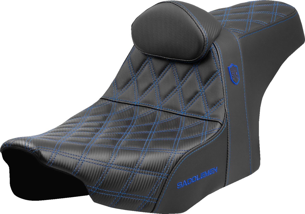 Pro Series SDC Performance Grip Seat - Pro Series SDC Performance Seat - Blue Stitching - w/ Backrest - FLT/FLH '23-'25 [0801-2007]