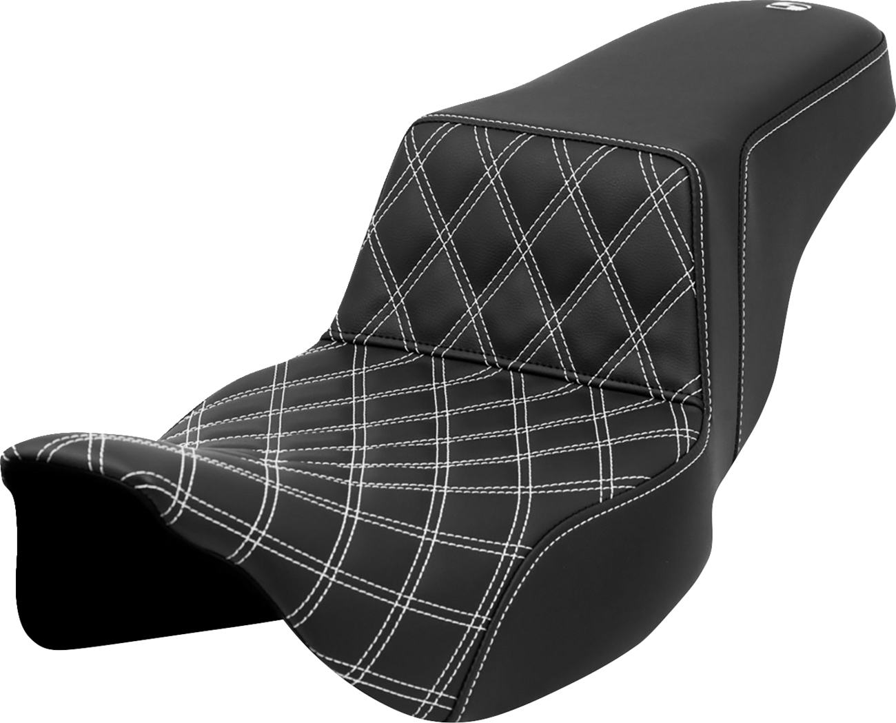 Lattice Stitch Step-Up Seat - Step-Up Seat - Front Lattice Stitch - White Stitch - Extended Reach - FLH/FLT '08-'23 [0801-1581]